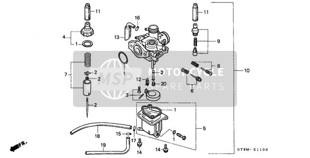 Honda PK50SM 1991 Carburettor for a 1991 Honda PK50SM